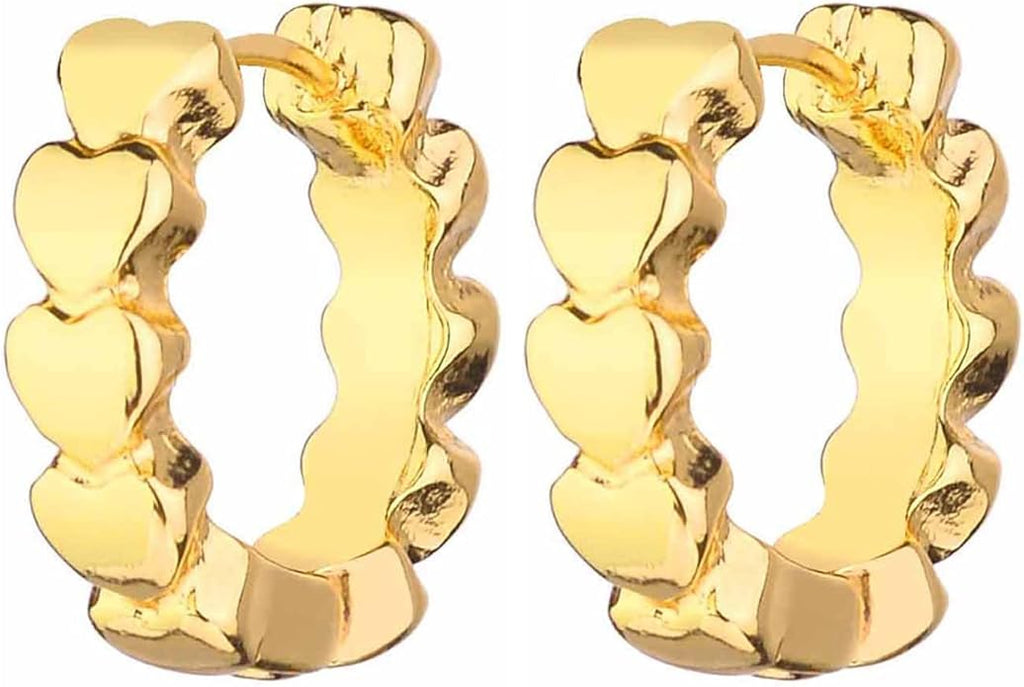 Wgoud Chunky Hoop Earrings Set 14K Gold Plated Hoop Earrings for Women Hypoallergenic, Thick Twisted Huggie Hoops Earring Set