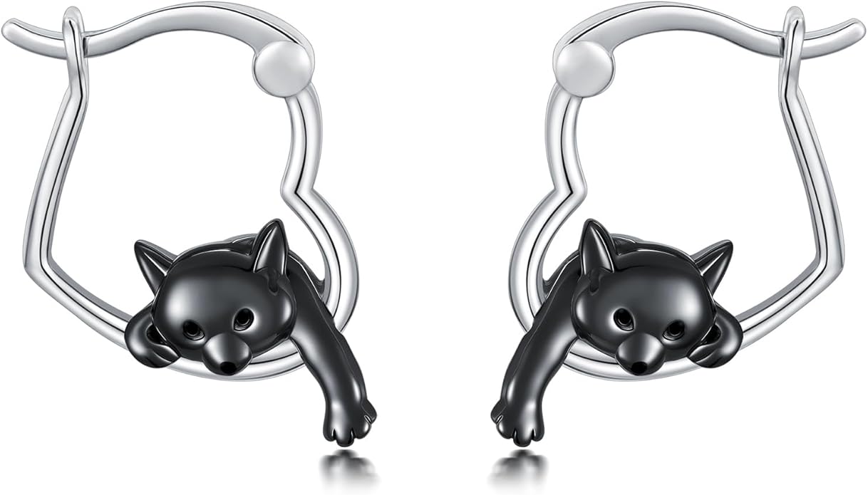 Hypoallergenic Earrings Rabbit Tiger Teddy Koala Puppy Panther Peacock Earrings Sterling Silver Animal Hug Hoop Earrings Jewelry Mothers Day Graduation Birthday Gifts for Women