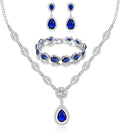 GULICX AAA Cubic Zirconia CZ Silver Plated Base Women's Party Jewelry Set Earrings Pendant Necklace