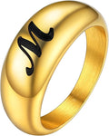 GOLDCHIC JEWELRY Chunky Dome Ring for Women, Stainless Steel Bold Stacking Croissant Statement Ring For Men (Size 7-12, Custom)