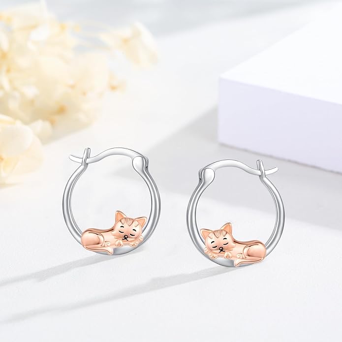 JUSTKIDSTOY Hypoallergenic Panda/Unicorn/Hummingbird/Dolphin Hoop Earrings for Women 925 Sterling Silver Animal Huggie Hoop Earrings Jewelry Gifts for Sensitive Ears