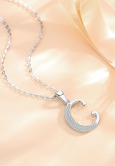 AEONSLOVE 925 Sterling Silver Initial Necklaces for Women, 26 Letters Pendants Necklace Gift for Mother, Daughter, Wife, 18 Inch Chain