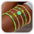 Gold Bracelets for Women Waterproof, 14K Gold Plated Beaded Cross Bracelets Set,Boho Stretch Bracelets Stackable Jewelry for Women Teenage Girls Jewelry Christmas Gifts