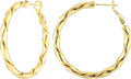 14k Gold Plated Hoop Earrings for Women, 925 Sterling Silver Posts Thick Twist Hypoallergenic Chunky Large Earrings 20mm 30mm 40mm 50mm