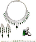 Rhinestone Wedding Bridal Jewelry Set Women's Prom-Style Necklace, Earrings, Bracelet, Ring Bridesmaid Gift Pairs with Evening Gown