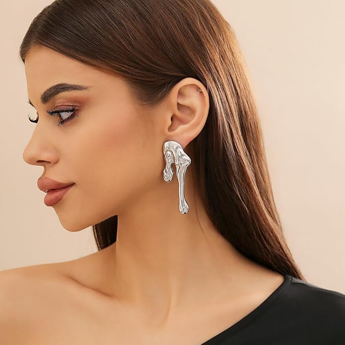 Irregular WaterDrop Earrings, Melted Liquid Irregular Stainless Steel Earrings, Embrace Minimalist Earrings, Statement Earrings for Women