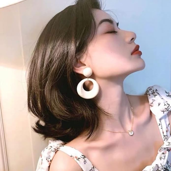 70s Earrings Retro White Acrylic Hoop Earrings 70s Accessories for Women 70s Jewelry Disco Outfits for Women