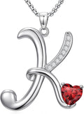 Valentines Day Gifts for Women Alphabet A to Z Initial Birthstone Pendant Necklaces for Women - 18k White Gold Plated Personalized Name Jewelry Valentine Mothers Day Birthday Gifts for Women Her Girlfriend