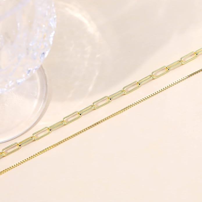 CHESKY Layered Necklaces for Women, 14K Gold Plated Chain Necklace Women Trendy Cuban Link Paperclip Chain Toggle Clasp Necklace Fashion Chunky Jewelry for Women