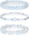 3Pcs Natural Stone Bracelets for Women 8mm Crystal Beaded Bracelets Handmade Stretch Bracelet Healing Crystal Jewelry for Women