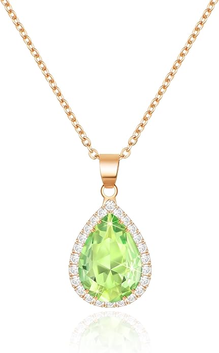 Linawe Crystal Chain Necklace for Women Trendy, Imitation Diamond Pendant, Statement Cubic Zirconia Boho Jewelry Set, 14K Gold/Rose Gold/Silver Birthstone Necklace