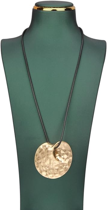 Women's Leather Long Necklace Bohemian Style Circle Retro Pendant Necklace Women's Jewelry