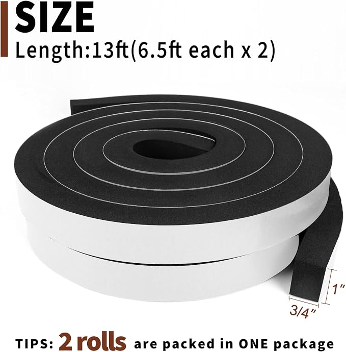 Yotache Foam Weather Stripping 1" x3/4", Total 13 Ft | Insulation Foam Strips - Image 4