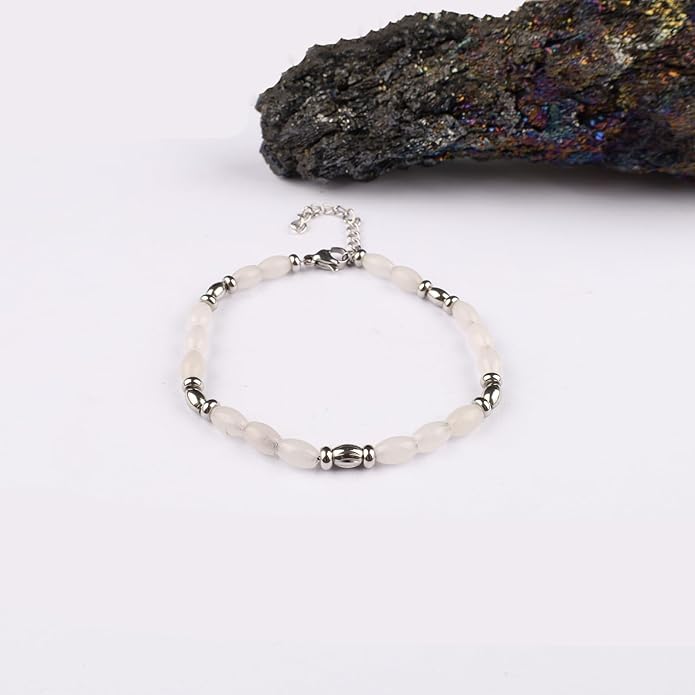 Natural Gem Stone Beaded Bracelets for Women Adjustable Stainless Steel Agate Lapis Tiger Eye Aventurine Rose Quartz