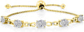 Gem Stone King 7X5MM Oval Cut Gemstone Birthstone and Accent Lab Grown Diamond Tennis Bracelet For Women In 18K Yellow Gold Plated Silver | Adjustable Bolo Bracelet For Women | Easy-On Easy-Off