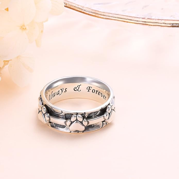 Ladytree Anxiety Relieve Rings 925 Sterling Silver Spinner Fidget Ring Worry Stress Relieving Boredom ADHD Autism Ring Platinum Plated Jewelry Birthday Gifts for Women Men