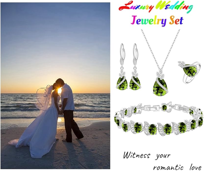 LMXXVJ Jewelry Set for Women,Teardrop Cubic Zirconia Necklace Earrings Adjustable Ring Bracelet Jewelry Set Formal Jewelry Gift