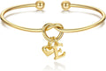 M MOOHAM Valentines Gifts for Her Teen Girls - Knot Initial Bracelets for Women Bridesmaids Proposal Gift Bridesmaid Gift Heart Initial Bracelet Friendship Bracelets Valentines Gifts for Women Sister