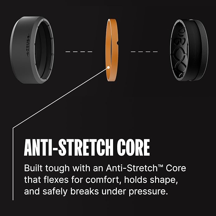 Groove Life Zeus Anti Stretch Silicone Ring Breathable Silicone Rings for Him and Her, Unique Design, Comfort Fit Ring
