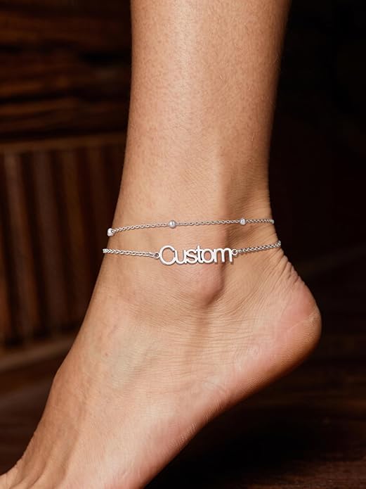 FindChic Custom Ankle Bracelets for Women, Stainless Steel Figaro/Cuban/Wheat/Rope/Herringbone Chain Anklets, Beach Foot Jewelry 8.5''-10.5'' Adjustable & Waterproof, with Gift Box