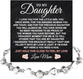 To My Daughter Bracelet, Silver Heart Chain Bracelet with Shiny Stones, Perfect Birthday or Graduation Christmas Gift for Daughter with Message Card Gift Box