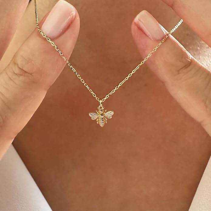 14K Gold Plated Dainty Pendant Butterfly Bead Boot Bee Baseball Flower Compass Airplane Heart Hummingbird Tree Necklace Simple Jewelry Gift for Women