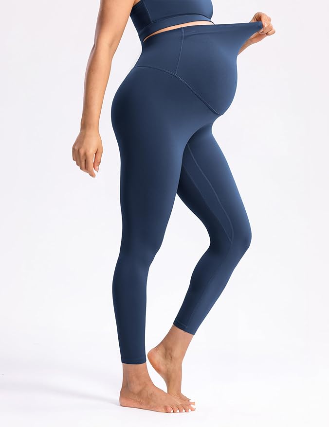 POSHDIVAH Women's Creamluxe Maternity Leggings 25"/28" Over The Belly Pregnancy Yoga Pants Active Workout Leggings