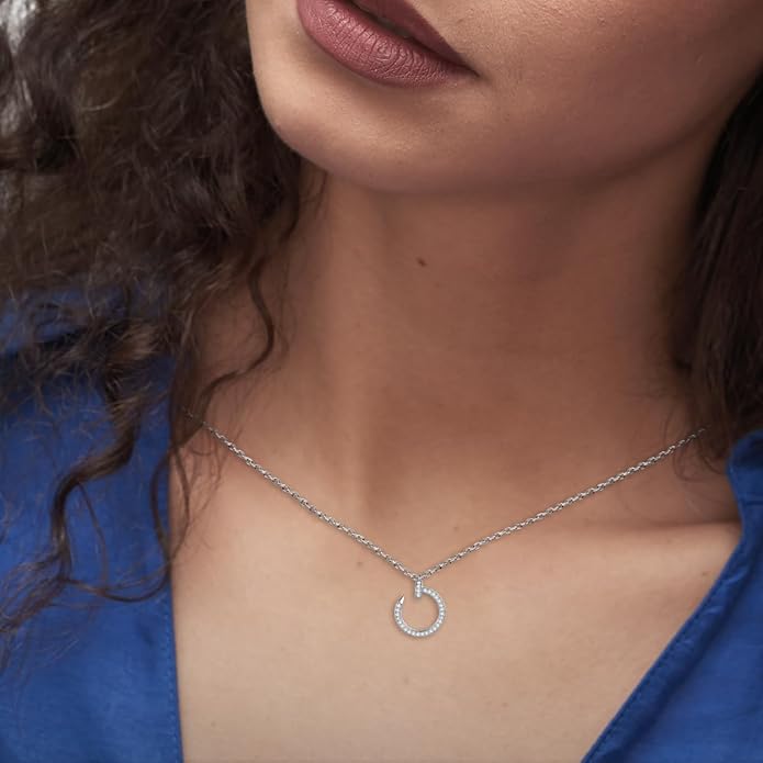 Lab Grown Diamond Necklace, Solid 925 Sterling Silver with Round Cut, Fine Jewelry for Women Anniversary Birthday Valentine’s Day Gifts