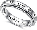 Ladytree Anxiety Relieve Rings 925 Sterling Silver Spinner Fidget Ring Worry Stress Relieving Boredom ADHD Autism Ring Platinum Plated Jewelry Birthday Gifts for Women Men