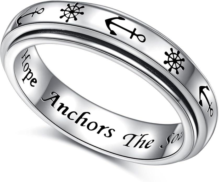Ladytree Anxiety Relieve Rings 925 Sterling Silver Spinner Fidget Ring Worry Stress Relieving Boredom ADHD Autism Ring Platinum Plated Jewelry Birthday Gifts for Women Men