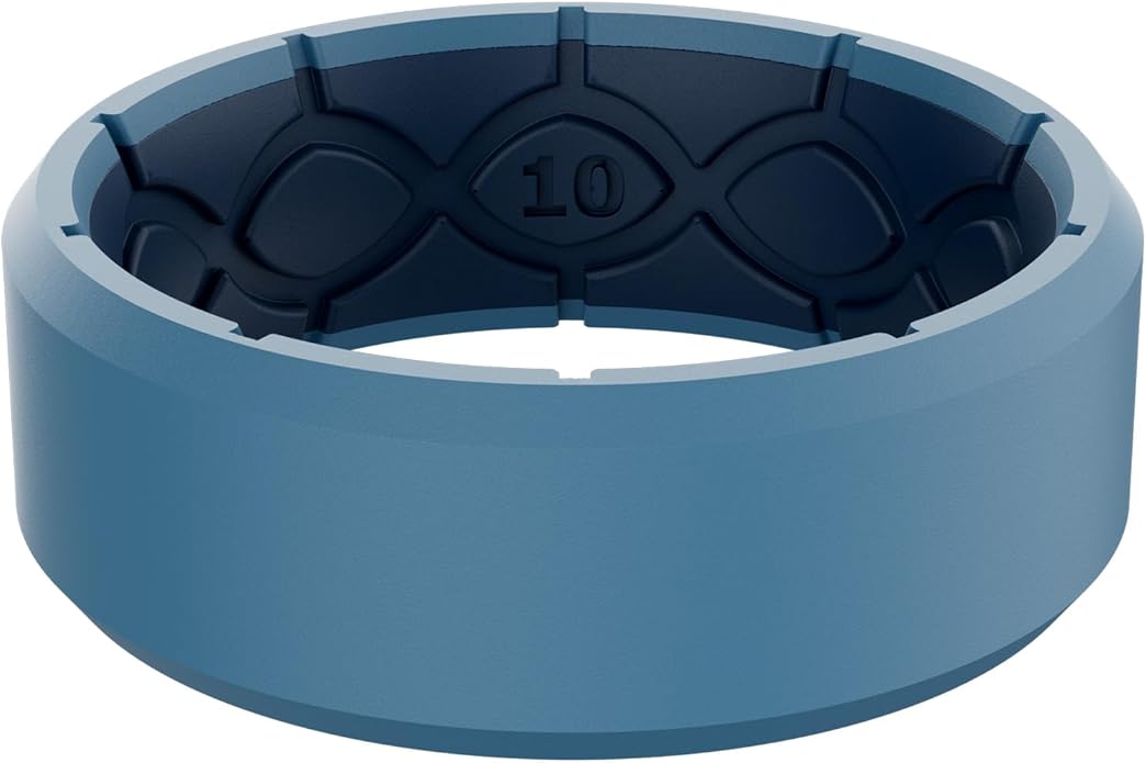 Groove Life Edge Silicone Ring - Breathable Rubber Wedding Rings for Men, Unique Design, Comfort Fit Ring