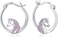 JUSTKIDSTOY Hypoallergenic Panda/Unicorn/Hummingbird/Dolphin Hoop Earrings for Women 925 Sterling Silver Animal Huggie Hoop Earrings Jewelry Gifts for Sensitive Ears