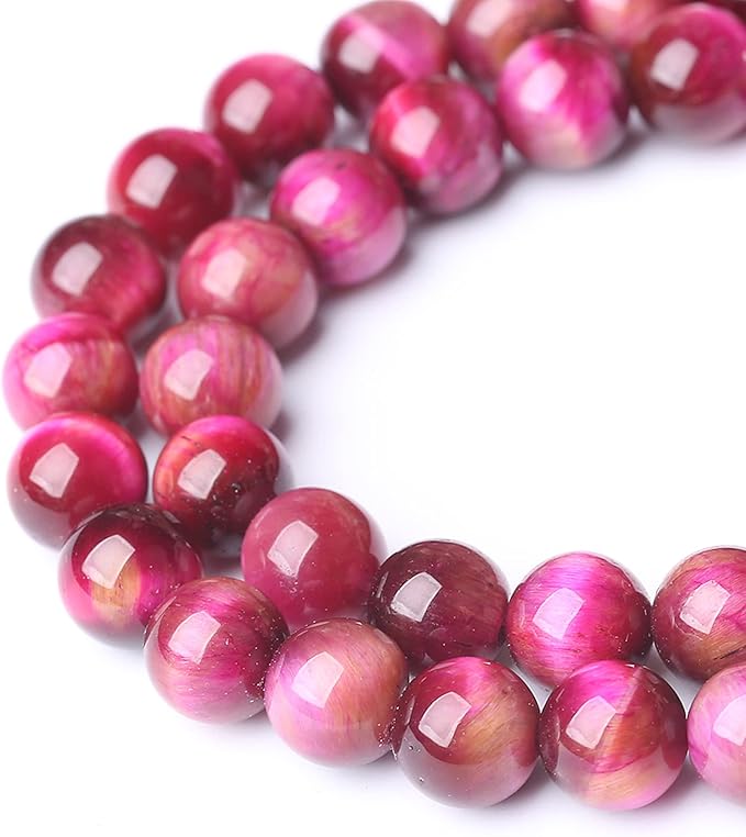 Natural Rose Red Tiger Eye Beads for Jewelry Making Round Loose Stone Beads Semi-Precious DIY Bracelet Necklace 8mm