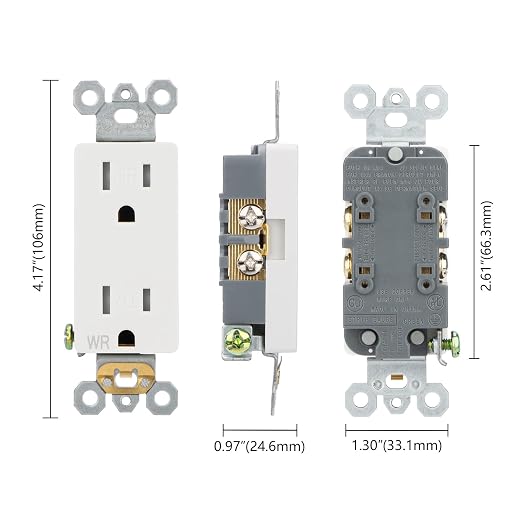 Wengart Duplex Receptacle Outlet, 125V 15Amp Standard Electrical Wall Outlet - Image 6