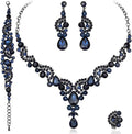 CSY Elegant Crystal Necklace Earrings Bracelet Ring Bridal Wedding Party Costume Jewelry Sets for Brides Women