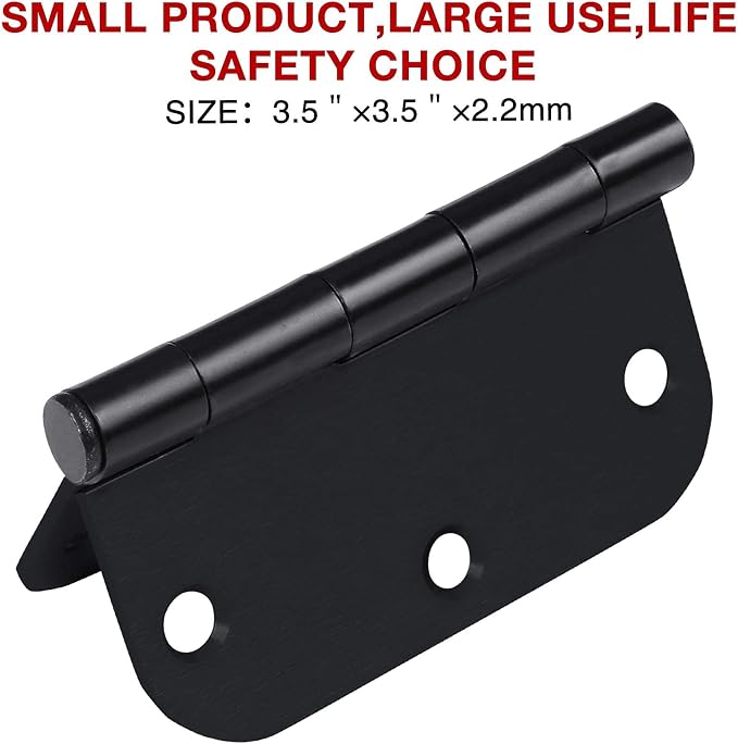 TDCHINGES Rounded Door Hinges Matte Black 3.5" Interior Exterior 12 Pack | - Image 5