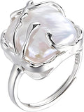 HETICA Irregular Pearl Silver Ring for Women Baroque Pearl Ring Fashion Statement Ring Jewelry Gift