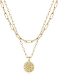 Yoosteel Valentines Gifts for Women Her - Gold Layered Initial Necklaces for Women 14K Gold Plated Dainty Layering Paperclip Link Chain Necklace Coin Initial Necklace Birthday Gifts for Teen Girls