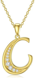 14k Gold Initial Necklace for Women, Solid Gold Moissanite Letter Pendant Necklaces Jewelry for Her Birthday Valentines Day Gifts for Mom Wife Christmas Gifts for Girlfriend Sister