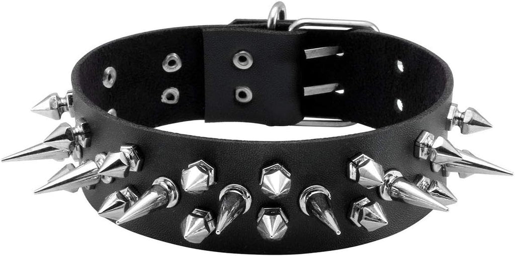 Eigso Vintage Punk Goth Studded Rivet Pu Leather Collar Choker Necklace with Spikes Adjustable