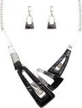 SFE Irregular Enamel Triangle Shape shell Collar Bib Bohemian Boho Statement Necklace Earrings Fashion Costume Jewelry Set for Women
