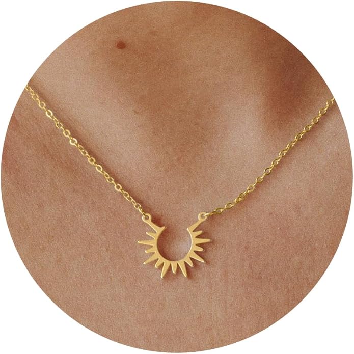 14K Gold Plated Dainty Pendant Butterfly Bead Boot Bee Baseball Flower Compass Airplane Heart Hummingbird Tree Necklace Simple Jewelry Gift for Women