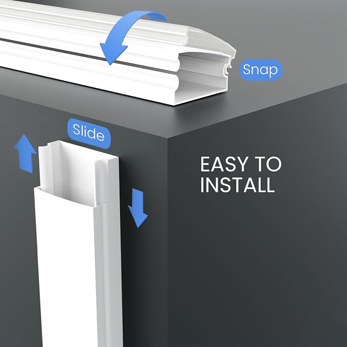 Cord Covers for Wires on Wall - 150in Cable Management Cable Hider - Cord - Image 4