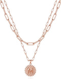 Yoosteel Valentines Gifts for Women Her - Gold Layered Initial Necklaces for Women 14K Gold Plated Dainty Layering Paperclip Link Chain Necklace Coin Initial Necklace Birthday Gifts for Teen Girls
