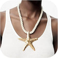 Gold Sea Shell Necklace Layered Charm Necklace for Women Boho Summer Seashell Beach Starfish Necklaces 14k Pearl Chain Surfer Jewelry Beach Vacation Essentials