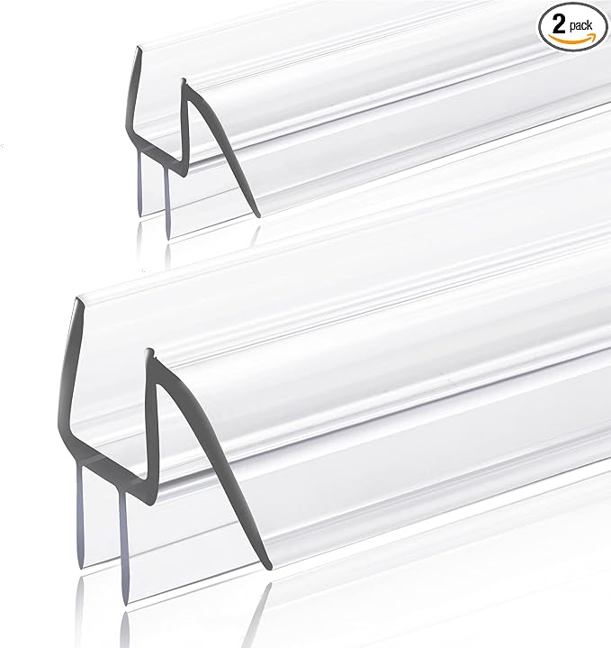 2-Pack Ultra Clear Shower Door Bottom Seal Frameless Glass Shower Door Seal by GEZMR