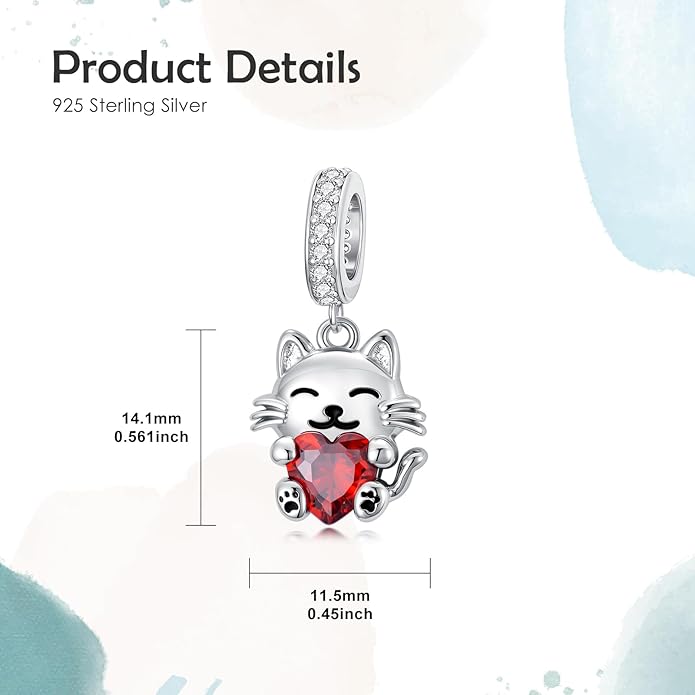 PROESS Sterling Silver/Red Panda/Cow/Highland Cow/Otter/Squirrel/Elephant/Axolotl/Cat/Fox/Bee/Butterfly/Hummingbird/Tiger/Lion/Mokeny/Koala/Dog Charm Animal Charms Bead for Jewelry Making