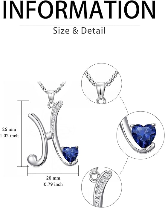Valentines Day Gifts for Women Alphabet A to Z Initial Birthstone Pendant Necklaces for Women - 18k White Gold Plated Personalized Name Jewelry Valentine Mothers Day Birthday Gifts for Women Her Girlfriend