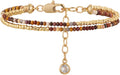 MYEARS Women Beaded Bracelet Gold Double Layer Gemstone 14K Simple Dainty Handmade Chain Everyday Boho Beach Jewelry