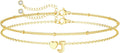 DEARMAY Dainty Initial Heart 14K Gold Plated Bracelets for Women Trendy, Letter Charm Bracelet Jewelry Cute Simple Fashion Chain Gift